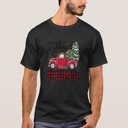 ネネ賛美クリスマス家族ライトトラックレッドtr tシャツ (正面)