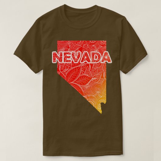 ネバカラフルダのマンダラ美術の地図と文字in re tシャツ (デザイン正面)
