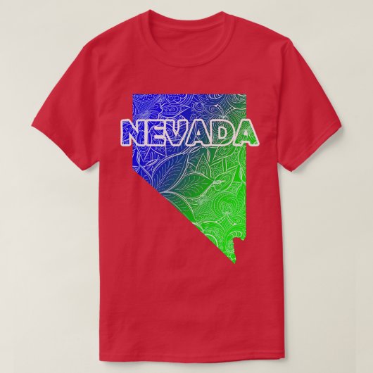 ネバカラフルダのマンダラ美術地図blに文字 tシャツ (デザイン正面)