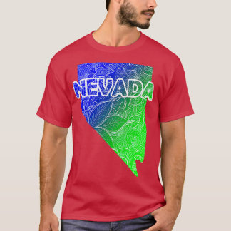 ネバカラフルダのマンダラ美術地図blに文字 tシャツ
