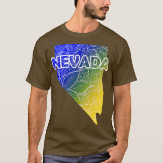 ネバカラフルダのマンダラ美術地図blに文字 tシャツ