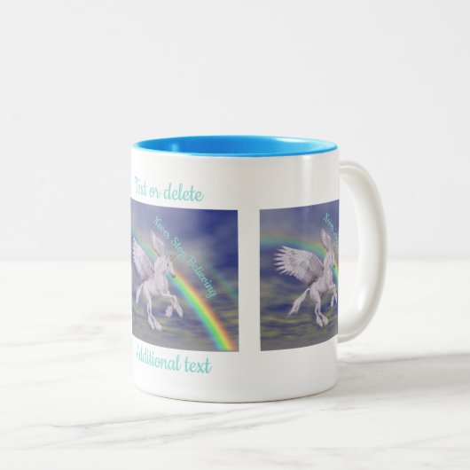 ネバストップスの引用文ユニコーンパーソナライズされた ツートーンマグカップ (正面右)
