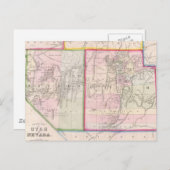 ネバダとユタのヴィンテージの地図（1866年） ポストカード (正面/裏面)