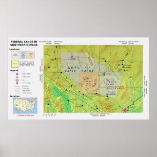 ネバダの南中央政府土地の地図はArea 51を電話しました ポスター