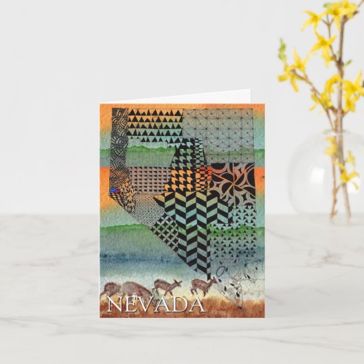 ネバダの地図のあいさつ絵を描きカードの州 カード (黄色い花)