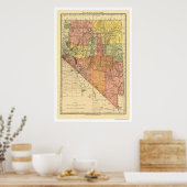 ネバダの町と鉄道の地図1893 ポスター (キッチン)