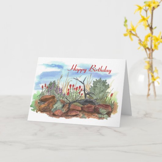 ネバダの砂漠のインドペイントブラシバースデー・カード カード (黄色い花)