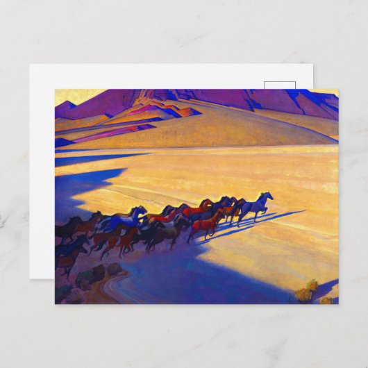 ネバダの野生の馬バイメイナード・ディクソン ポストカード (正面/裏面)