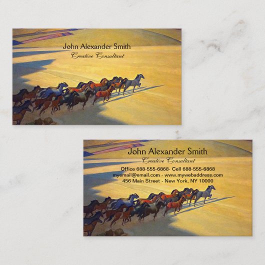 ネバダの野生の馬バイメイナード・ディクソン 名刺 (正面/裏面)