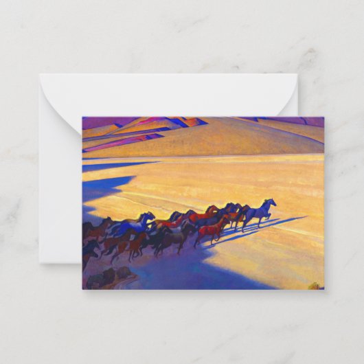 ネバダの野生の馬， 1927メイナード・ディクソン ノートカード (正面)