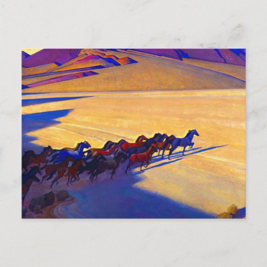 ネバダの野生の馬， 1927メイナード・ディクソン ポストカード (正面)