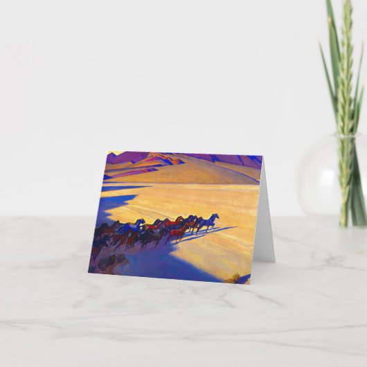 ネバダの野生馬1927年メイナード·ディクソン サンキューカード (正面)