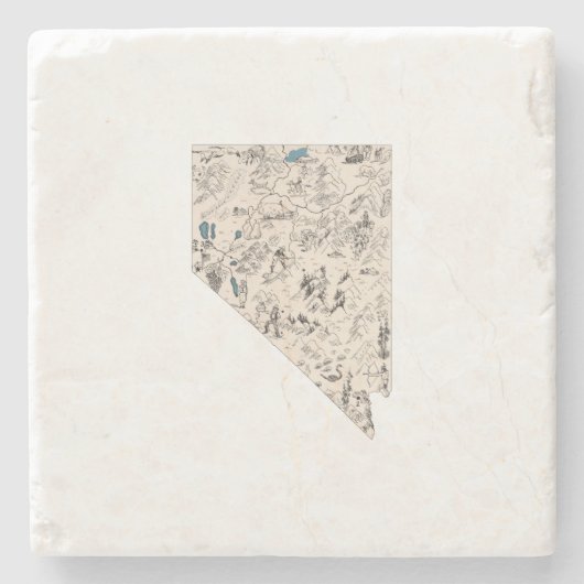 ネバダアンティーク写真マップヴィンテージ州グラフ ストーンコースター (正面)