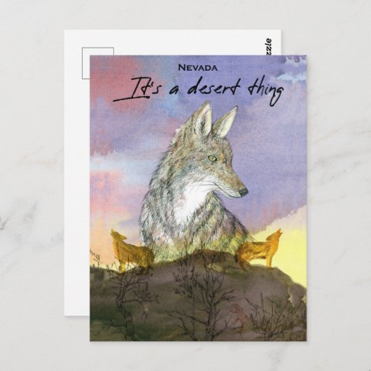 ネバダコヨーテ砂漠の夕日だ ポストカード (正面/裏面)