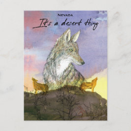 ネバダコヨーテ砂漠の夕日だ ポストカード