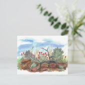 ネバダデザートインディアンペイントブラシウォータカラー ポストカード (スタンド正面)