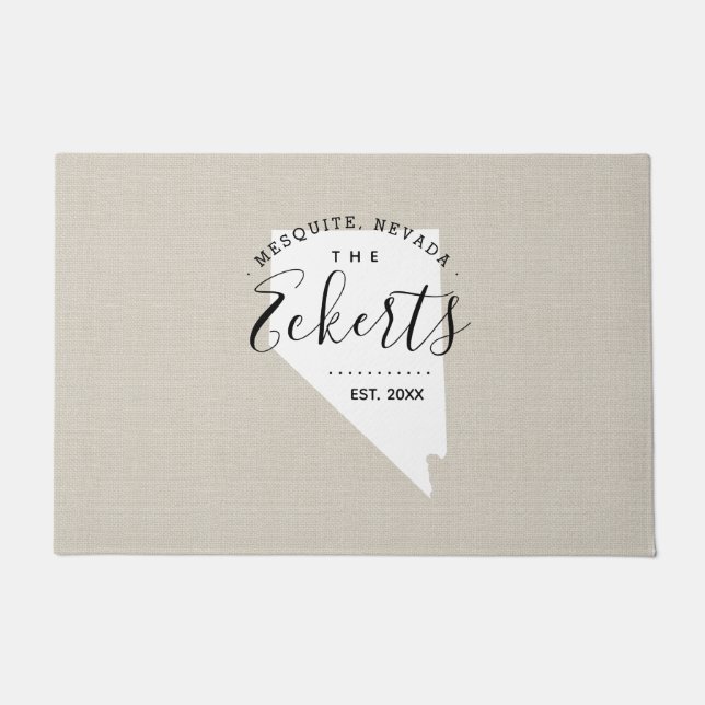 ネバダファミリーモノグラム州ドormat ドアマット (正面)