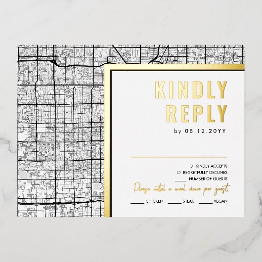 ネバダラブロケーター，ラスベガス | RSVP返信 箔招待状ポストカード (正面)