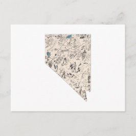 ネバダヴィンテージ写真マップアンティーク州図 ポストカード