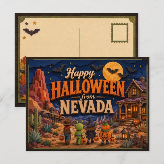ネバダ州のこどもたちからハッピーハロウィン ポストカード (正面/裏面)