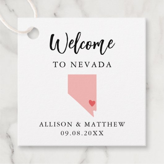 ネバダ州のどんな色のウェディングウェルカムバッグ フェイバータグ (正面)