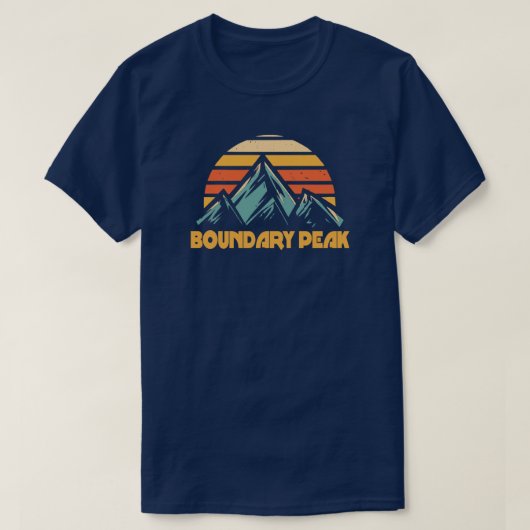 ネバダ州のバウンダリーピーク レトロターコイズ Tシャツ (デザイン正面)