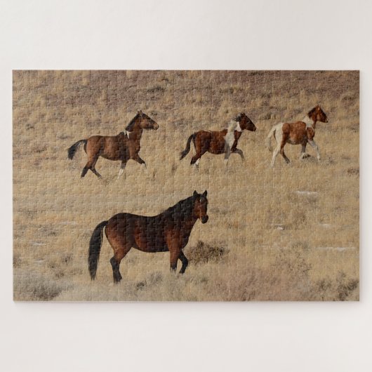 ネバダ州の野生馬の写真 ジグソーパズル (横)