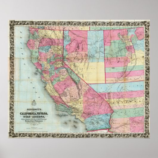 ネバダ州カリフォルニアのバンクロフトの地図 ポスター (正面)