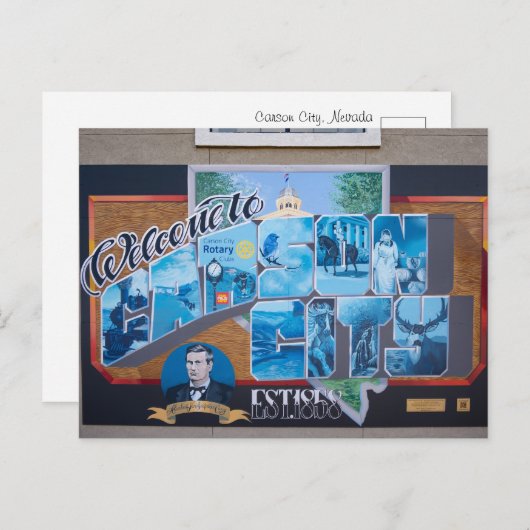 ネバダ州カーソン市のウェルカムサイン ポストカード (正面/裏面)