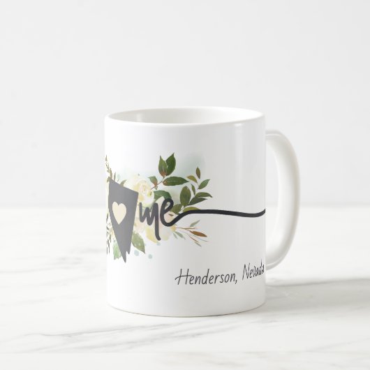 ネバダ州パーソナライズされたホームシティ素朴フローラ コーヒーマグカップ (正面右)