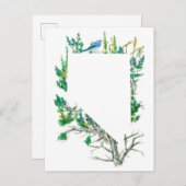 ネバダ州フラワーサージブラシマウンテンブルーバード ポストカード (正面/裏面)