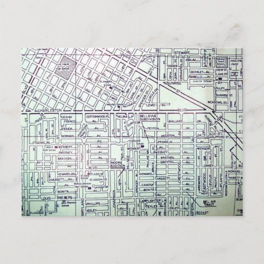 ネバダ州ラスベガスのヴィンテージマップ ポストカード (正面)