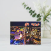 ネバダ州ラスベガスの夜 – 空中表示 ポストカード (スタンド正面)