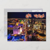 ネバダ州ラスベガスの夜 – 空中表示 ポストカード (正面/裏面)