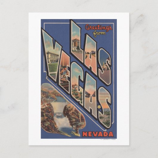 ネバダ州ラスベガス – ラージレターシーン ポストカード (正面)