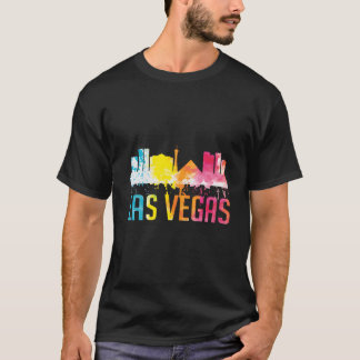 ネバダ州ラスベガス 水彩画の市街地スカイライン Tシャツ