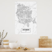 ネバダ州ラスベガス(黒いオンホワイト) ポスター (キッチン)