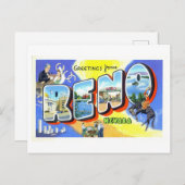 ネバダ州レノからのヴィンテージの挨拶 ポストカード (正面/裏面)