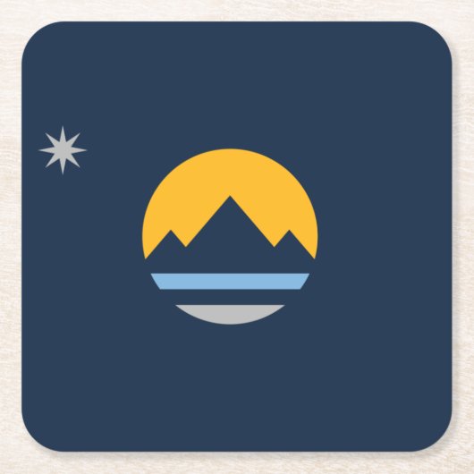 ネバダ州レノの新国旗 スクエアペーパーコースター (正面)