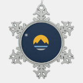 ネバダ州レノの新国旗 スノーフレークピューターオーナメント (正面)