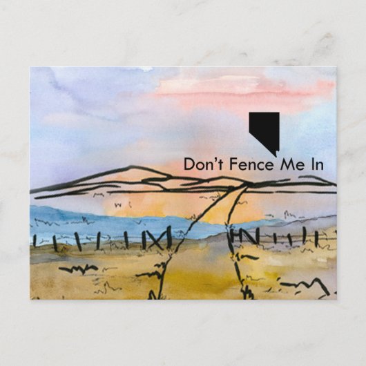ネバダ州夕日の風景で私をフェンスしない ポストカード (正面)
