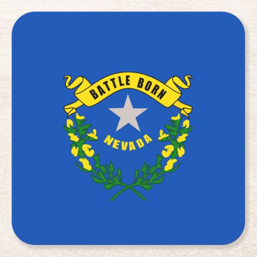 ネバダ州旗デザイン スクエアペーパーコースター (正面)