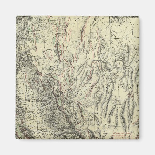 ネバダ州,カリフォルニア州,地形図 マグネット (正面)