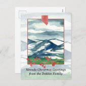 ネバダ砂漠の山の雪からのメリークリスマス シーズンポストカード (正面/裏面)