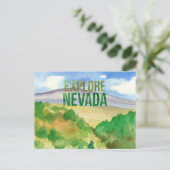 ネバダ砂漠の風景パープルマウンテンを探索 ポストカード (スタンド正面)