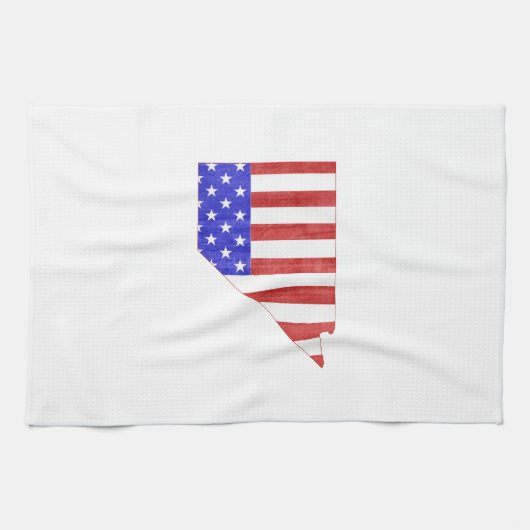 ネバダ米国の旗のシルエットの州の地図 キッチンタオル (横)