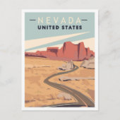 ネバダ統一された州ヴィンテージトラベルイラストレーション ポストカード (正面)