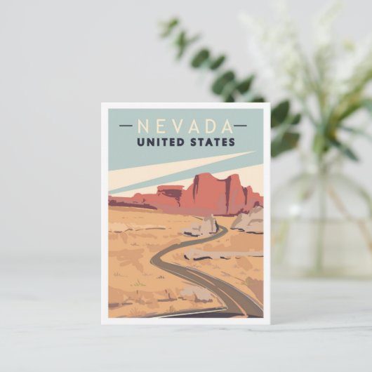 ネバダ統一された州ヴィンテージトラベルイラストレーション ポストカード (スタンド正面)