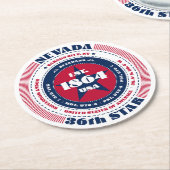 ネバダ赤白青タイポグラフィ ラウンドペーパーコースター (アングル)