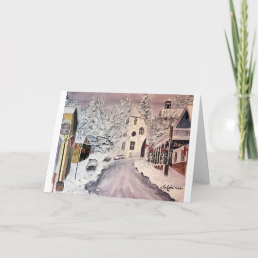 ネバダ都市カリフォルニアの水彩画の冬、 カード (正面)